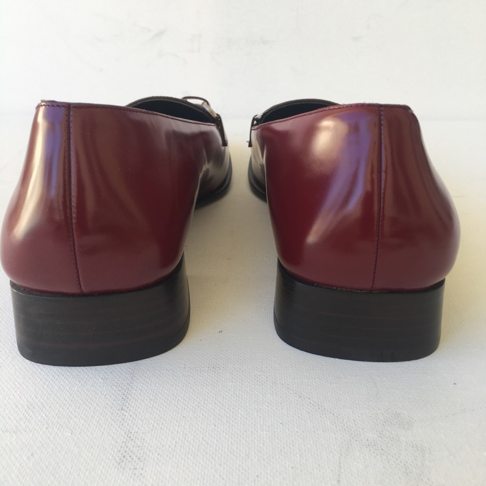 Prada Women's Burgundy Leather Loafers - Picture 8 of 9